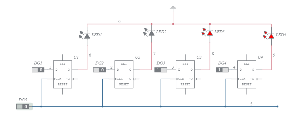 4 Bit PIPO shift resistor - Multisim Live