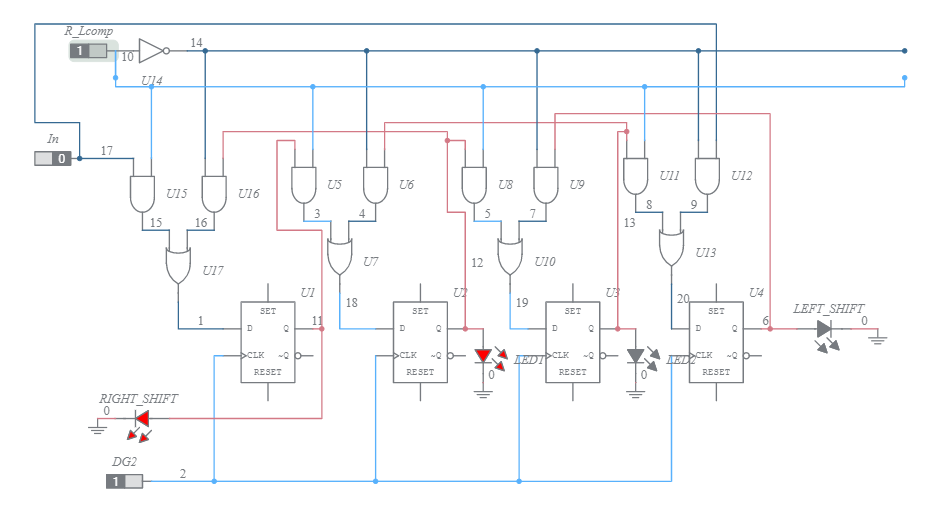 Copy of 4 bit Bi-directional shift register - Multisim Live