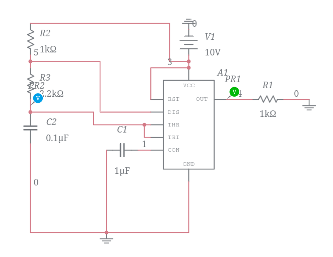 Astable multivibrator using 555 IC - Multisim Live