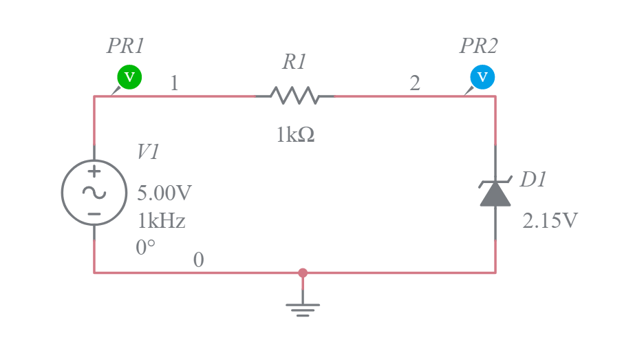 zener diode clipping circuit - Multisim Live