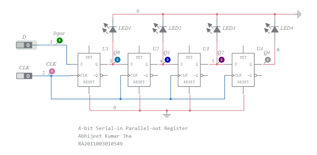 4-bit Serial-in Parallel-out Register - Multisim Live