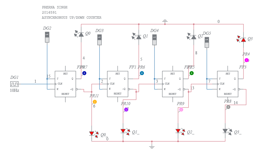 4 Bit Asynchronous Up Down Digital Counter Multisim Live 1302