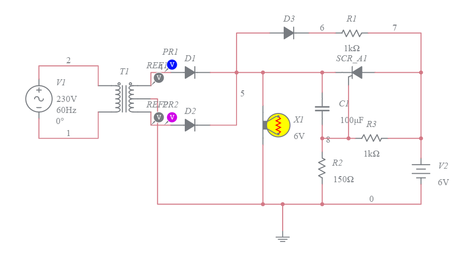 Emergency Light System Using SCR - Multisim Live