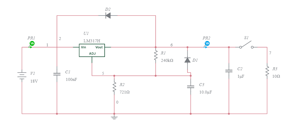 LM317 voltage regulator - Multisim Live