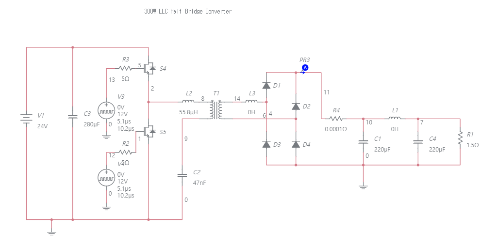 LLC Half Bridge Converter (2) - Multisim Live