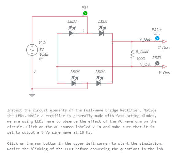 Full Wave Bridge Rectifier With Leds Multisim Live