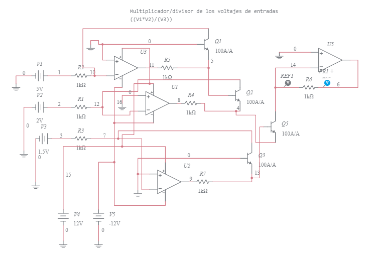 Calculadora con Opams -Multiplicador-Divisor - Multisim Live