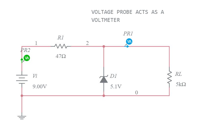 Zener Diode Regulator Circuit Multisim Live