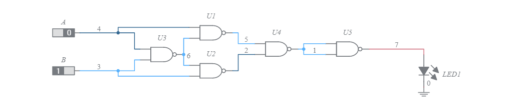 XNOR gate using Nand gate - Multisim Live