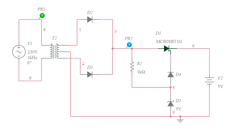 battery charger using SCR Multisim Live