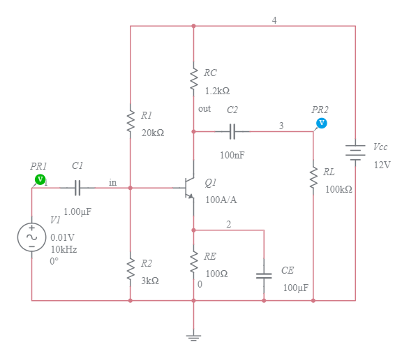 Common Emitter BJT Transistor Amplifier (1) - Multisim Live