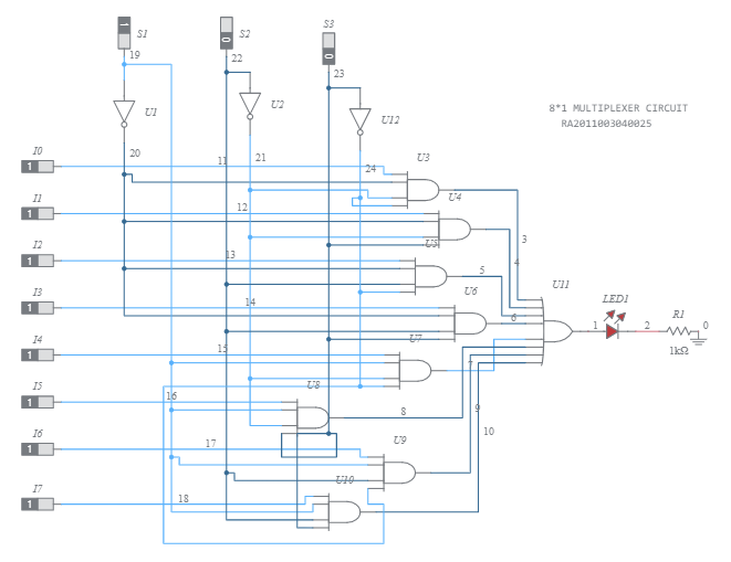 8 to 1 MUX - Multisim Live