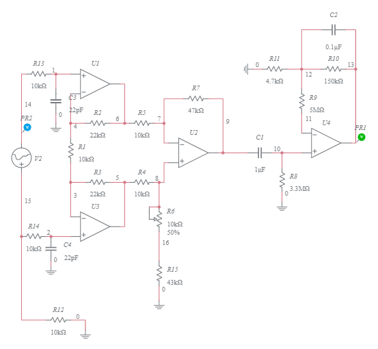 ECG Circuit Amplifier - Multisim Live