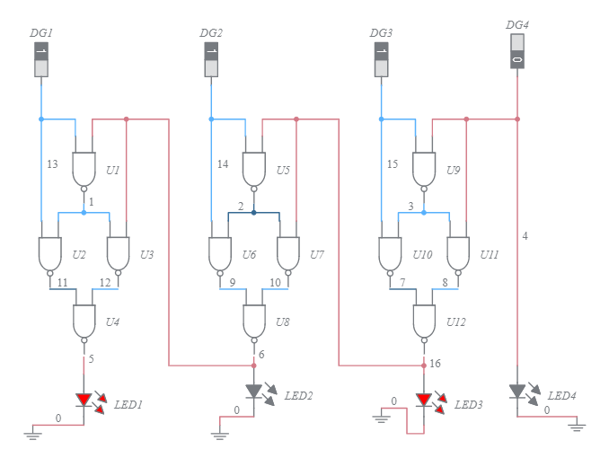 Gray to binary code converter using NAND gate - Multisim Live