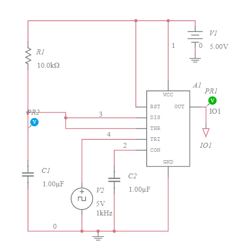 MONOSTABLE MULTIVIBRATOR using 555 Timer - Multisim Live