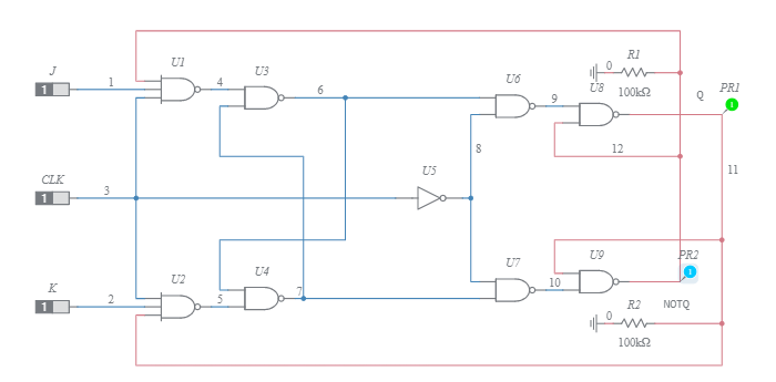 4-bit Binary Up Counter JK Flip-Flop - Multisim Live