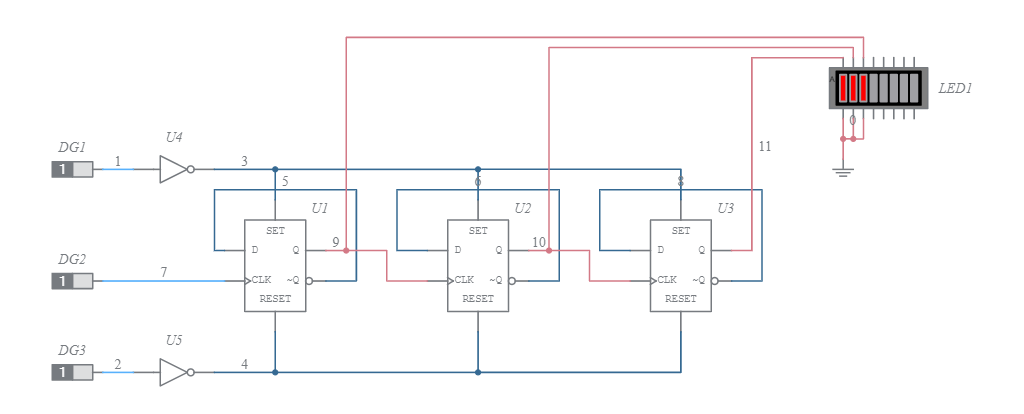 3-Bit Binary Down Counter - Multisim Live