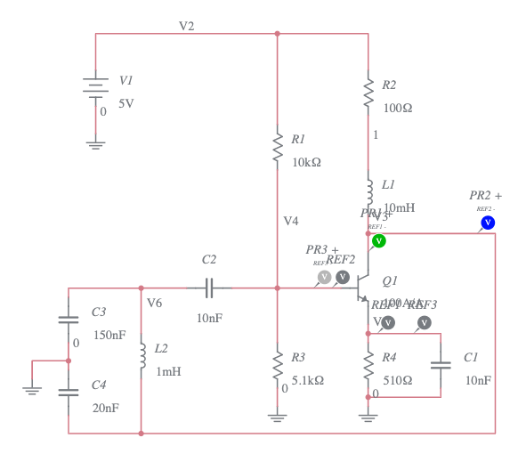 Colpitts Oscillator Circuit- Step 3 - Multisim Live