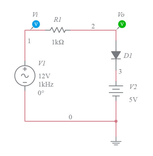 Shunt Parallel Positive Diode Clipper Circuit With Bias - Multisim Live