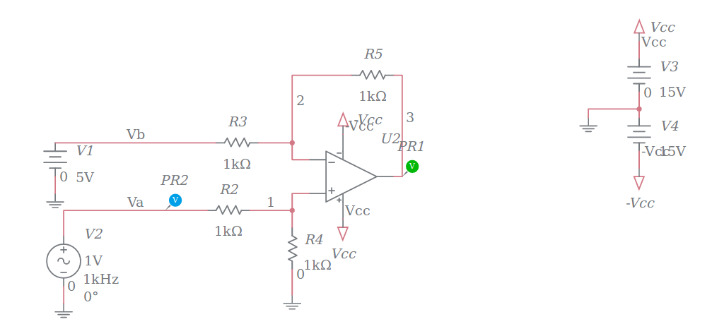 Subtractor OpAmp - Multisim Live