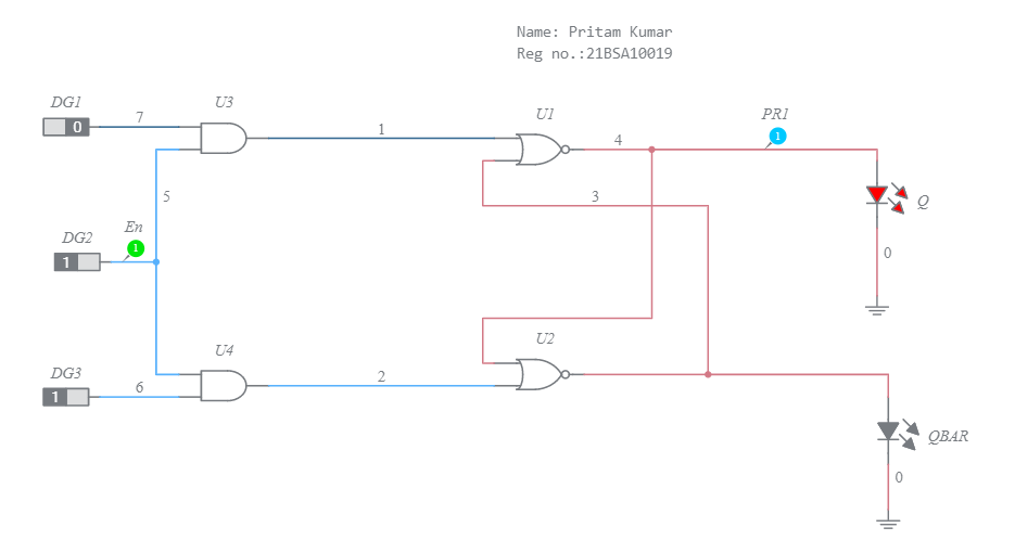 Sr Latch Using Nor Gate - Multisim Live