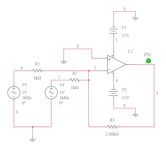 Summing Inverting OpAmp - Multisim Live