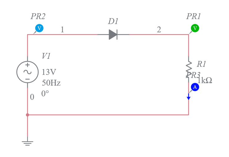 half wave rectifier experiment in multisim