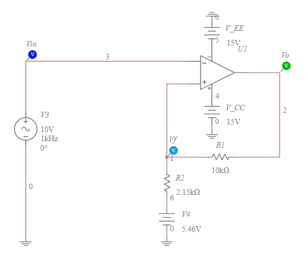 Schmitt Trigger Different UTP and LTP - Multisim Live