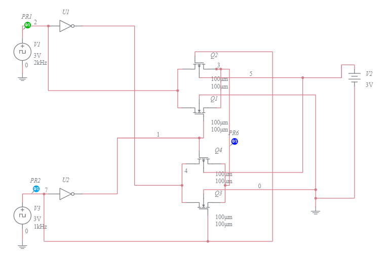 XOR gate using pass transistors - Multisim Live