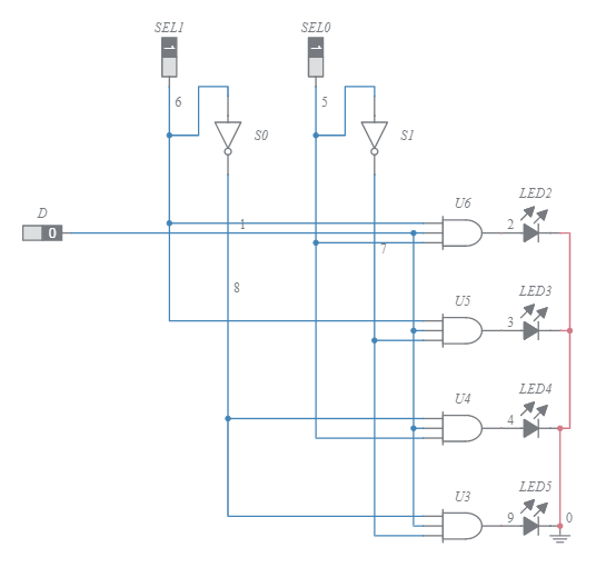 1X4 Demux - Multisim Live