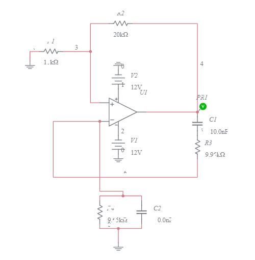 wien bridge oscillator using op-amp - Multisim Live