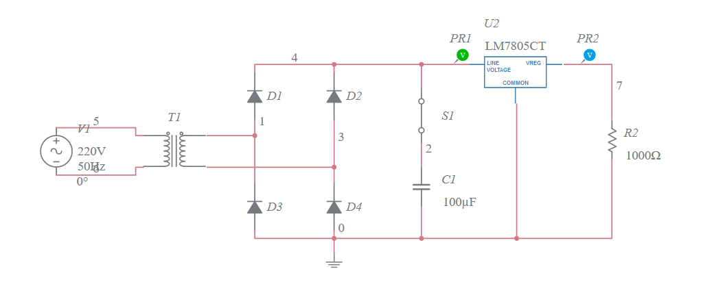 Practica 2 - Rectificador doble onda con condensador y regulador RTO ...