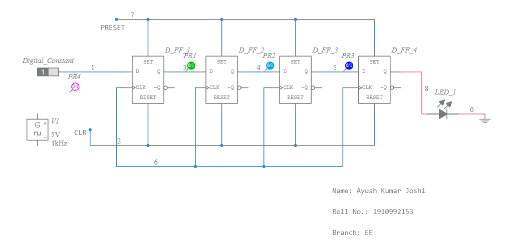 SISO Shift Register - Multisim Live