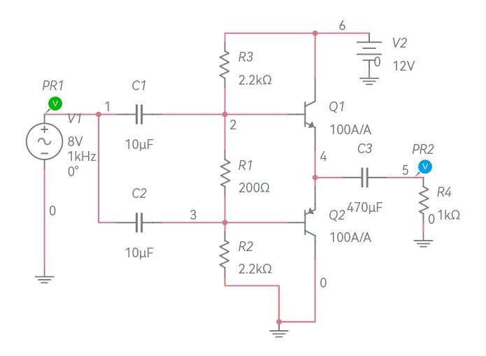 Class B Amplifier (Transistor Amplifier) - Multisim Live