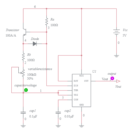 Astable Multivibrator Using 555 Timer - Multisim Live