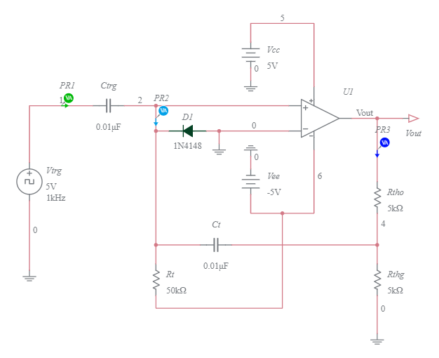 Comparator / Op Amp Monostable Multivibrator (Unipolar Trigger Pulse ...