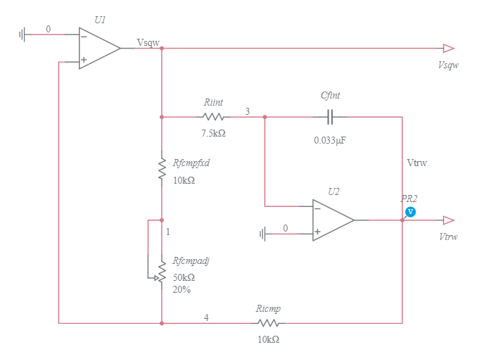 Op-Amp Triangular Wave Oscillator-1069 - Multisim Live