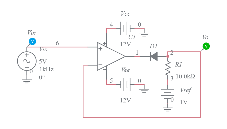 Positive Clipper With Positive Reference Voltage - Multisim Live