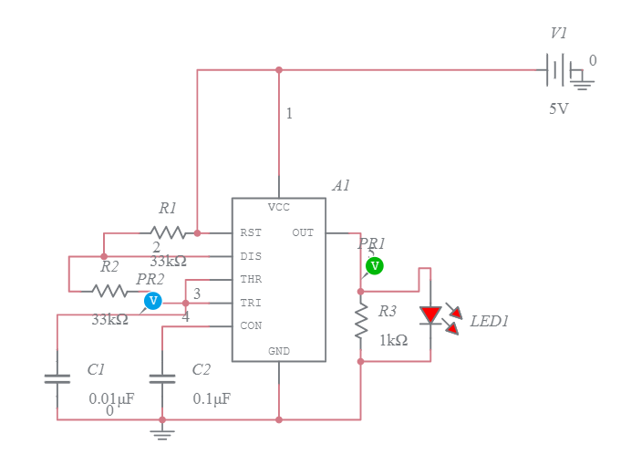 Astable multivibrator using 555 timer - Multisim Live