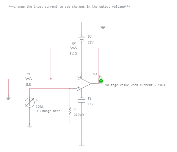 CURRENT TO VOLTAGE CONVERTER USING OP-AMP - Multisim Live