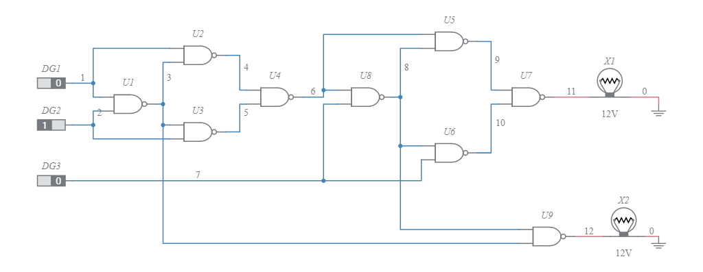 Full Adder using NAND Gates - Multisim Live