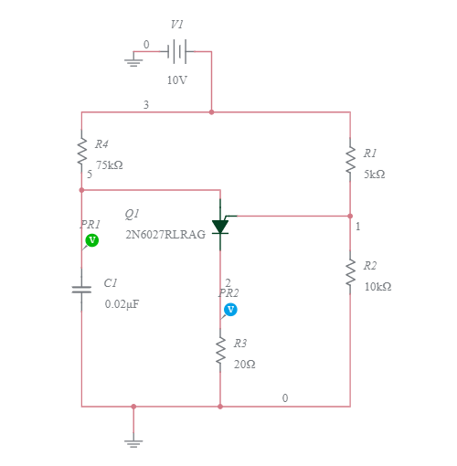 Copy of UJT Relaxation Oscillator - Multisim Live