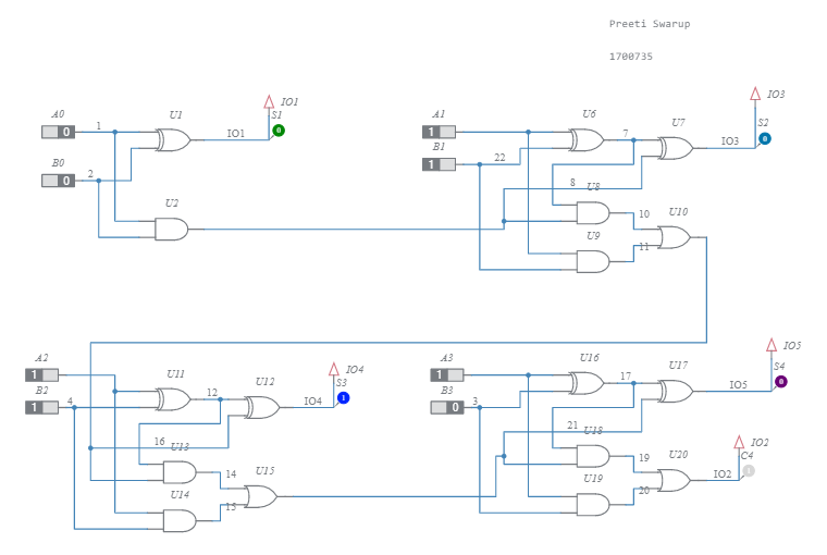 Copy Of 4 Bit Ripple Carry Adder - Multisim Live