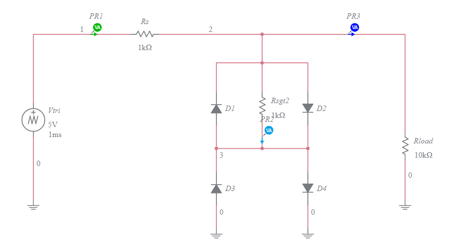 Four-Diode Three-Segment Triangular To Sine Wave Shaper - Multisim Live