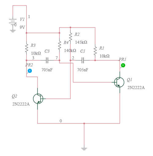 2n2222 Oscillator Multisim Live