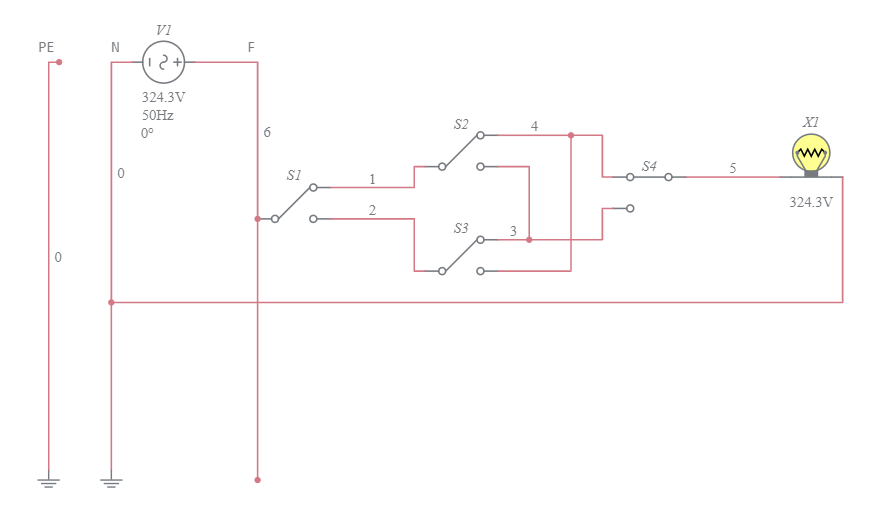 Schema 4-comando Di Una Lampada Da 3 Punti - Multisim Live