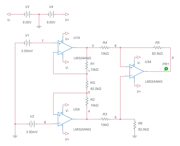 ECG instrumentation amplifier - Multisim Live