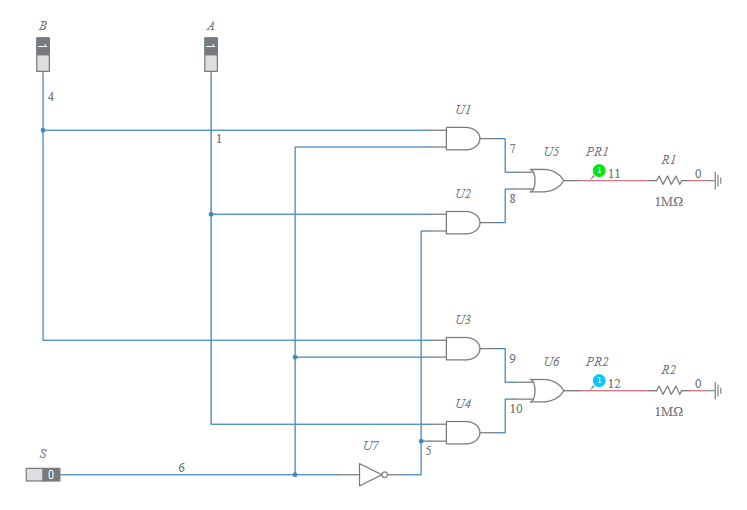 Two-Input Two-Bit Multiplexer (1) - Multisim Live