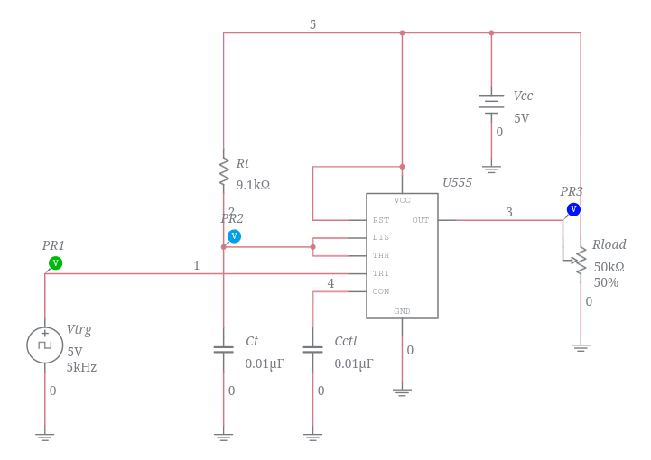 555 Timer Monostable Multivibrator (Initial conditions = Determine ...