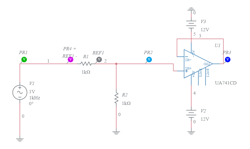 Opamp LM741 Buffer Application - Multisim Live